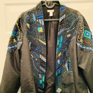 Beaded open front jacket